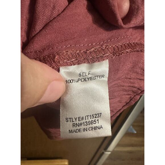 ODDY V-neck blouse Sz Large Button Down Flowy Long Sleeve Boho Light Mauve Pink - Picture 8 of 11